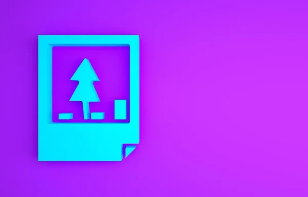 Icono Postal Azul Navideño Aislado Sobre Fondo Púrpura Feliz Navidad —  Fotos de Stock