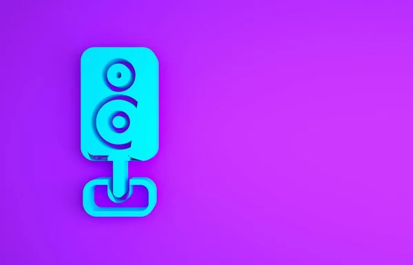 Ікона Мовця Blue Stereo Ізольована Фіолетовому Фоні Звукові Системні Динаміки — стокове фото