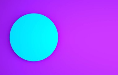 Mor arkaplanda mavi saat simgesi izole edildi. Zaman sembolü. Minimalizm kavramı. 3d illüstrasyon 3B canlandırma.