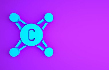 Mavi Su musluk simgesi mor arkaplanda izole edilmiş. Minimalizm kavramı. 3d illüstrasyon 3B canlandırma.