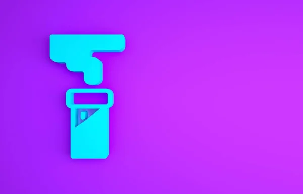 Синя Випробувальна Трубка Піктограма Хімічної Лабораторії Колби Ізольовані Фіолетовому Фоні — стокове фото