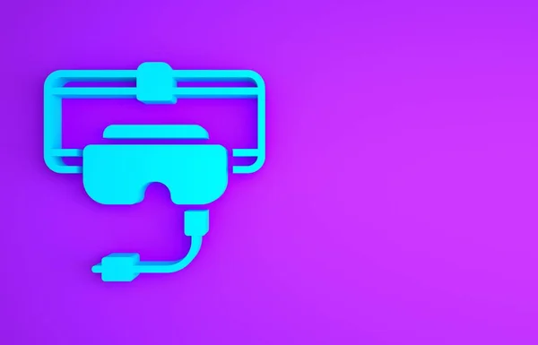 Блакитні Окуляри Віртуальної Реальності Ізольовані Фіолетовому Фоні Стереоскопічна Маска Концепція — стокове фото