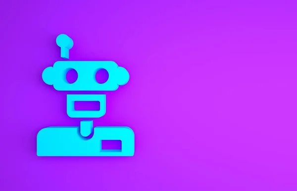 Icono Robot Azul Aislado Sobre Fondo Púrpura Concepto Minimalista Ilustración — Foto de Stock