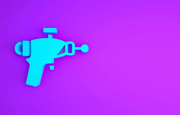 Icono Pistola Blue Ray Aislado Sobre Fondo Púrpura Arma Láser — Foto de Stock