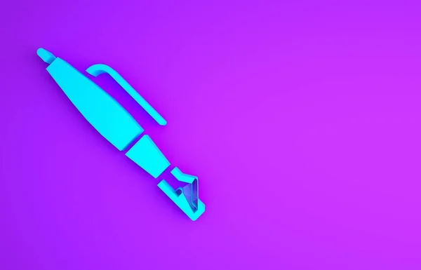 Фиолетовом Фоне Выделена Иконка Перьевого Перья Синей Фуксии Знак Инструмента — стоковое фото