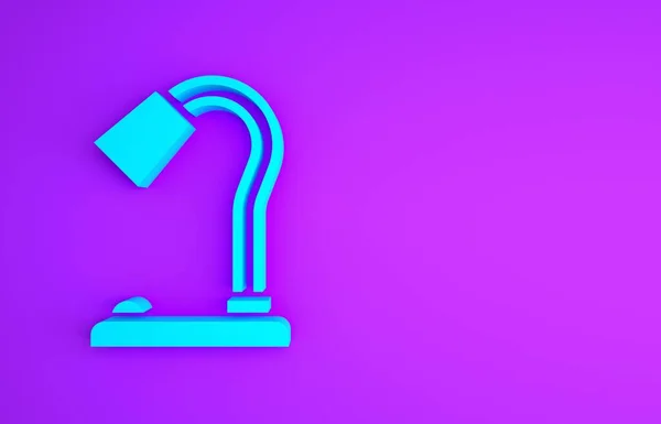 Icono Lámpara Mesa Azul Aislado Sobre Fondo Púrpura Concepto Minimalista —  Fotos de Stock