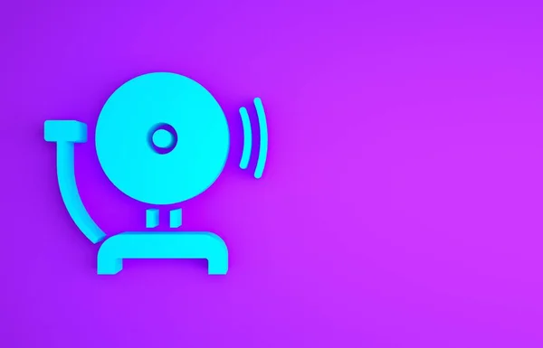 Синий Звонок Тревоги Значок Изолирован Фиолетовом Фоне Система Пожарной Сигнализации — стоковое фото