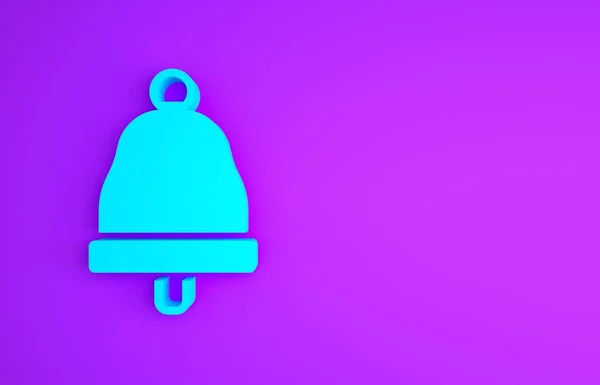 Blue Timbre Icono Campana Aislado Sobre Fondo Púrpura Símbolo Alarma —  Fotos de Stock