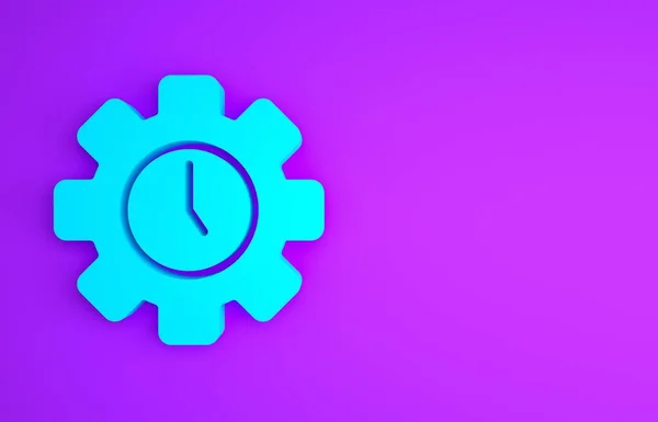 Ícone Blue Time Management Isolado Fundo Roxo Relógio Sinal Marcha — Fotografia de Stock