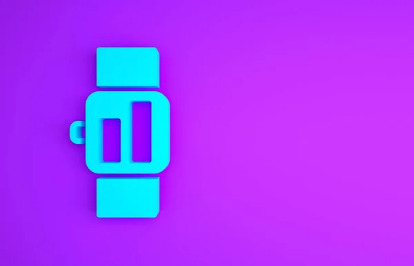 Ícone Smartwatch Azul Isolado Fundo Roxo Conceito Minimalismo Ilustração Render — Fotografia de Stock