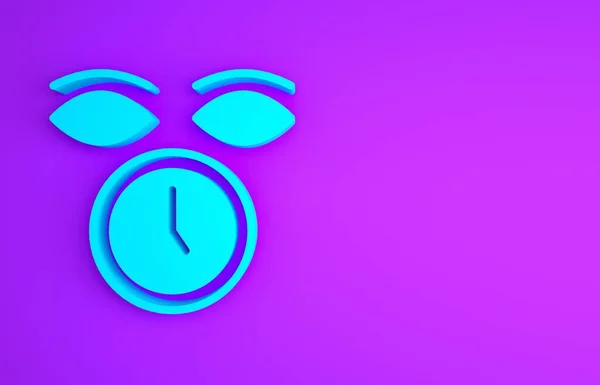 Blaue Uhr Symbol Isoliert Auf Violettem Hintergrund Zeitsymbol Minimalismus Konzept — Stockfoto