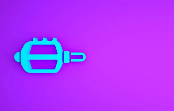 紫色の背景に隔離されたブルー自転車ペダルアイコン 最小限の概念 3Dイラスト3Dレンダリング — ストック写真