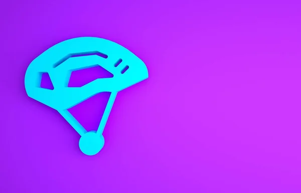 紫色の背景に隔離されたブルー自転車用ヘルメットアイコン 極端なスポーツだ スポーツ用具 最小限の概念 3Dイラスト3Dレンダリング — ストック写真
