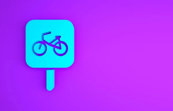 Blaues Fahrradabstellsymbol Isoliert Auf Violettem Hintergrund Minimalismus Konzept Illustration Renderer — Stockfoto