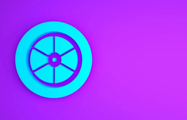Блакитне Колесо Велосипеда Ізольовано Фіолетовому Фоні Велосипедна Гонка Екстремальний Спорт — стокове фото