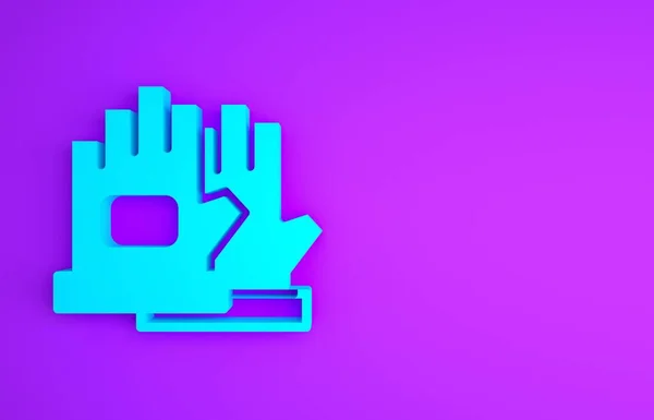 Значок Blue Gloves Выделен Фиолетовом Фоне Экстремальный Спорт Спортивное Оборудование — стоковое фото