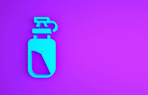 Пляшка Синього Спорту Іконою Води Ізольована Фіолетовому Фоні Концепція Мінімалізму — стокове фото