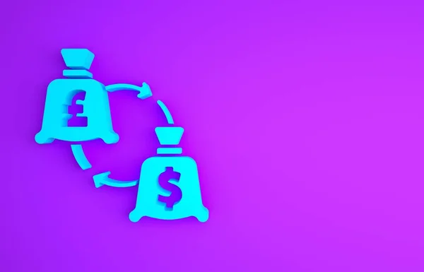 Ікона Блакитної Валюти Ізольована Фіолетовому Фоні Євро Долар Символ Грошового — стокове фото