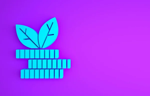 Blue Dollar plant icon isolated on purple background. Business investment growth concept. Money savings and investment. Minimalism concept. 3d illustration 3D render.