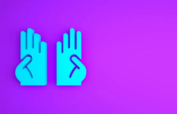 Blauw Rubber Handschoenen Icoon Geïsoleerd Paarse Achtergrond Latex Handbescherming Symbool — Stockfoto