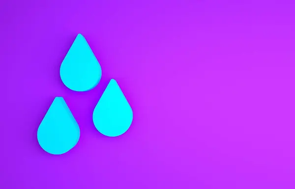 Icono Gota Agua Azul Aislado Sobre Fondo Morado Concepto Minimalista — Foto de Stock