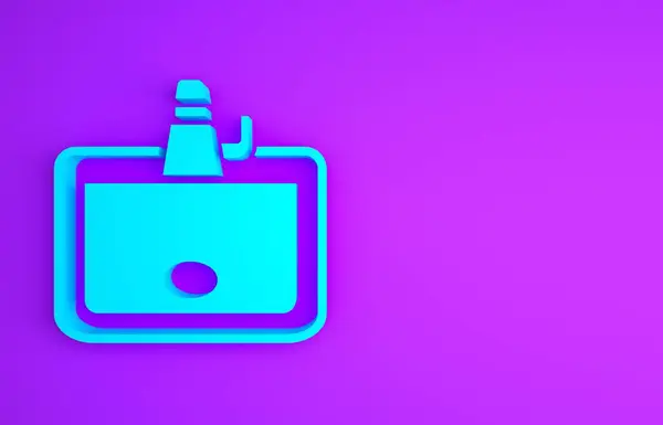 Blaues Waschbecken Mit Wasserhahn Symbol Auf Violettem Hintergrund Minimalismus Konzept — Stockfoto