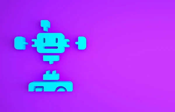 Blue Disassembled Robot Icon Isolated Purple Background Artificial Intelligence Machine — Stock Photo, Image