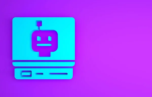 Icono Robot Azul Aislado Sobre Fondo Púrpura Inteligencia Artificial Aprendizaje —  Fotos de Stock
