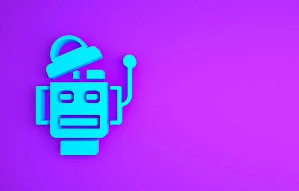 Blue Robot Icon Isolated Purple Background Artificial Intelligence Machine Learning — Stock Photo, Image