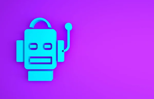 Icono Robot Azul Aislado Sobre Fondo Púrpura Inteligencia Artificial Aprendizaje — Foto de Stock