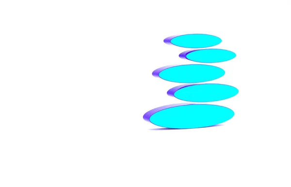 绿松石堆栈热石头图标孤立在白色背景 温泉沙龙配件 最低纲领的概念 3D渲染3D插图 — 图库照片
