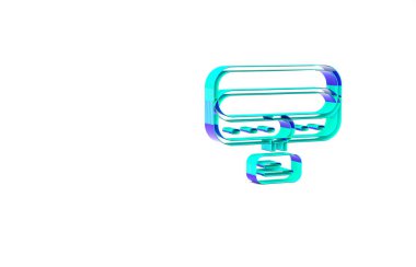 Beyaz arkaplanda isim etiketi simgesi olan turkuaz yaka. Evcil hayvanlar için basit malzemeler. Kedi köpek bakımı. Evcil hayvan zincirleri. Minimalizm kavramı. 3d illüstrasyon 3B canlandırma.