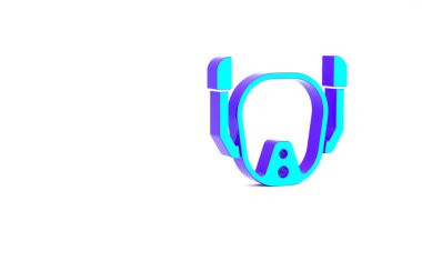 Turkuaz Dalış Maskesi simgesi beyaz arkaplanda izole edildi. Olağanüstü bir spor. Su altı ekipmanları. Minimalizm kavramı. 3d illüstrasyon 3B canlandırma.