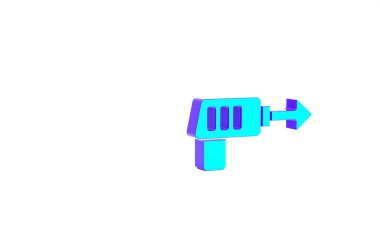 Turkuaz Balıkçılık zıpkın simgesi beyaz arkaplanda izole edildi. Suyun altında balık yakalamak için balıkçılık üreticileri. Su altı ekipmanları. Minimalizm kavramı. 3d illüstrasyon 3B canlandırma.