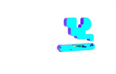 Turkuaz sigara simgesi beyaz arkaplanda izole edildi. Tütün tabelası. Sigara içme sembolü. Minimalizm kavramı. 3d illüstrasyon 3B canlandırma.