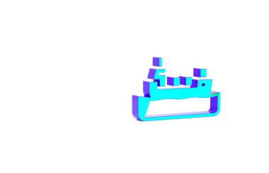 Turkuaz petrol tankeri ikonu beyaz arka planda izole edildi. Minimalizm kavramı. 3d illüstrasyon 3B canlandırma.