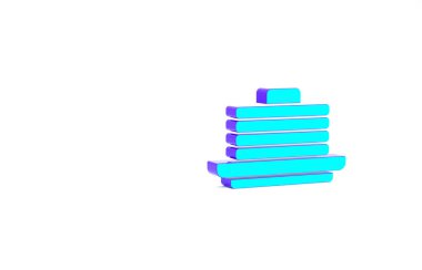Turkuaz krep yığını beyaz arkaplanda izole edilmiş. Şerbetli ve kirazlı fırın. Kahvaltı konsepti. Minimalizm kavramı. 3d illüstrasyon 3B canlandırma.