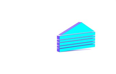 Turkuaz Kek simgesi beyaz arkaplanda izole edildi. Doğum günün kutlu olsun. Minimalizm kavramı. 3d illüstrasyon 3B canlandırma.