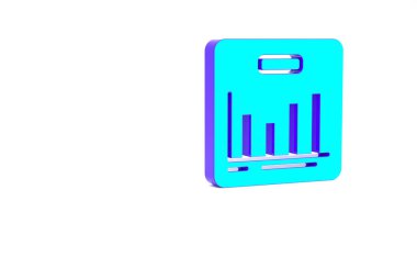 Turkuaz pasta grafiği bilgi simgesi beyaz arkaplanda izole edildi. Diyagram çizelgesi. Minimalizm kavramı. 3d illüstrasyon 3B canlandırma.