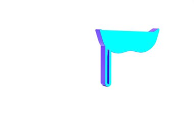 Turkuaz maske simgesi beyaz arkaplanda izole edildi. Mutlu Noeller ve mutlu yıllar. Minimalizm kavramı. 3d illüstrasyon 3B canlandırma.