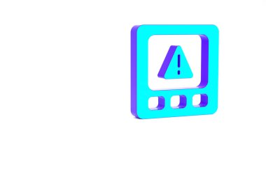 Turkuaz GPS aygıtı hata simgesi beyaz arkaplanda izole edildi. Minimalizm kavramı. 3d illüstrasyon 3B canlandırma.