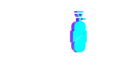 Turkuaz propan gaz tankı ikonu beyaz arka planda izole edildi. Yanabilir benzin deposu ikonu. Minimalizm kavramı. 3d illüstrasyon 3B canlandırma.