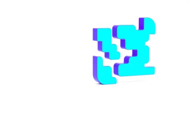 Turkuaz gaz ikonu beyaz arkaplanda izole edildi. Gazdaki maddenin durumunu değiştiriyor. Minimalizm kavramı. 3d illüstrasyon 3B canlandırma.