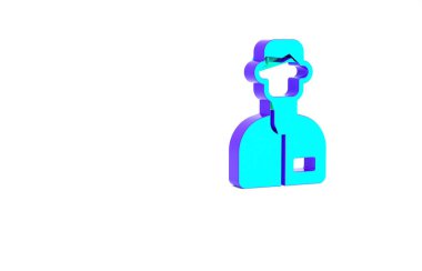 Turkuaz laboratuvar yardımcı simgesi beyaz arkaplanda izole edildi. Minimalizm kavramı. 3d illüstrasyon 3B canlandırma.