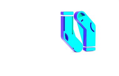 Turkuaz Çorap simgesi beyaz arkaplanda izole edildi. Minimalizm kavramı. 3d illüstrasyon 3B canlandırma.