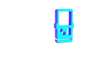 Turkuaz taşınabilir tetris elektronik oyun simgesi beyaz arkaplanda izole edildi. Klasik bir cep tuğlası oyunu. Etkileşimli oyun aygıtı. Minimalizm kavramı. 3d illüstrasyon 3B canlandırma.