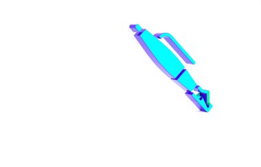 Turkuaz dolmakalem ucu simgesi beyaz arkaplanda izole edildi. Kalem aleti işareti. Minimalizm kavramı. 3d illüstrasyon 3B canlandırma.