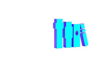 Turkuaz Kitap simgesi beyaz arkaplanda izole edildi. Minimalizm kavramı. 3d illüstrasyon 3B canlandırma.