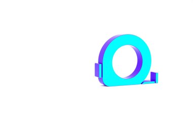 Turkuaz Rulet inşaat ikonu beyaz arka planda izole edildi. Mezura ölçüm sembolü. Minimalizm kavramı. 3d illüstrasyon 3B canlandırma.