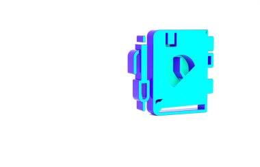 Turkuaz Günlük Kağıt Not Defteri simgesi beyaz arkaplanda izole edildi. Minimalizm kavramı. 3d illüstrasyon 3B canlandırma.